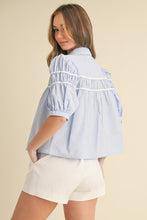 Load image into Gallery viewer, Baby Blue Poplin Button Down Blouse
