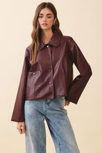 Load image into Gallery viewer, NEWEST ARRIVAL Burgundy Pleather Jacket
