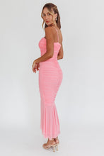 Load image into Gallery viewer, LAST ONE FINAL SALE Pink One Strap Ruched Midi Dress
