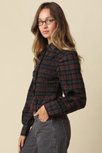 Load image into Gallery viewer, NEWEST ARRIVAL Brown/Dark Green Plaid Smocked Blouse
