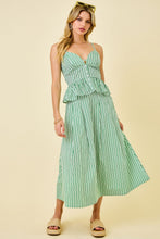 Load image into Gallery viewer, LAST ONE Green Striped Midi Skirt Set
