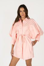 Load image into Gallery viewer, NEWEST ARRIVAL Soft Pink Extra Puff Sleeve Button Front Dress
