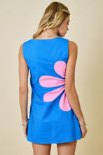 Load image into Gallery viewer, LAST ONE Blue/Pink Side Flower Mini Dress
