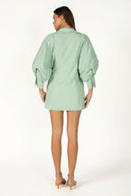 Load image into Gallery viewer, NEWEST ARRIVAL Green Striped Extra Puff Sleeve Button Front Dress
