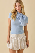 Load image into Gallery viewer, LAST ONE Baby Blue Knit Neck Scarf Sweater
