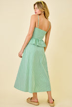 Load image into Gallery viewer, LAST ONE Green Striped Midi Skirt Set
