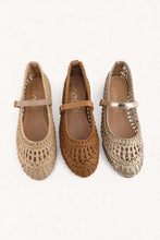 Load image into Gallery viewer, NEWEST ARRIVAL Gold Shimmer Woven Crochet Ballet Flats
