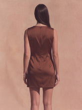 Load image into Gallery viewer, NEWEST ARRIVAL Brown Satin Lace Mini Dress
