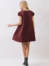 Load image into Gallery viewer, NEWEST ARRIVAL Burgundy U-Neck Swing Dress
