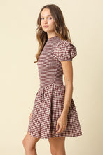 Load image into Gallery viewer, NEWEST ARRIVAL Burgundy Plaid Smocked Dress
