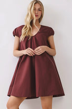Load image into Gallery viewer, NEWEST ARRIVAL Burgundy U-Neck Swing Dress
