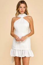 Load image into Gallery viewer, NEWEST ARRIVAL White Neck Tie Mini Dress
