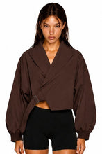 Load image into Gallery viewer, NEWEST ARRIVAL Brown Cropped Wrap Buckle Jacket
