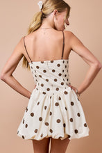 Load image into Gallery viewer, NEWEST ARRIVAL Cream/Brown Polka Dot Bubble Mini Dress
