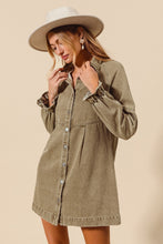 Load image into Gallery viewer, NEWEST ARRIVAL Olive Brown Washed Denim Dress
