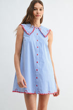 Load image into Gallery viewer, NEWEST ARRIVAL Blue/White Striped Peter Pan Collar Shift Dress
