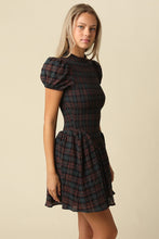 Load image into Gallery viewer, NEWEST ARRIVAL Brown/Blue Plaid Smocked Dress
