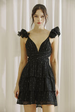 Load image into Gallery viewer, NEWEST ARRIVAL Black Romantic Ruffle Tie Back Mini Dress
