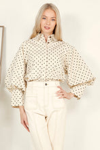 Load image into Gallery viewer, NEWEST ARRIVAL Off White/Black Polka Dot Blouse
