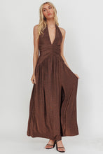 Load image into Gallery viewer, NEWEST ARRIVAL Bronze Neck Plunging Halter Maxi Dress
