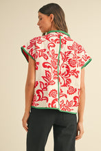 Load image into Gallery viewer, FINAL SALE Red/Green Printed Reversible Front Tie Vest
