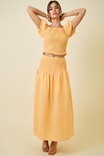 Load image into Gallery viewer, NEWEST ARRIVAL Pink/Yellow Gingham Smocked Maxi Skirt Set
