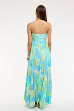 Load image into Gallery viewer, NEWEST ARRIVAL *PREORDER 1/30* Blue/Green Tropical Accordion Tube Maxi Dress
