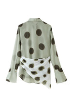 Load image into Gallery viewer, NEWEST ARRIVAL Olive/Black Polka Dot Sheer Shirt Scarf Dress
