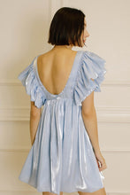 Load image into Gallery viewer, FINAL SALE Sky Blue Monochromatic Shiny Sheen Mini Dress
