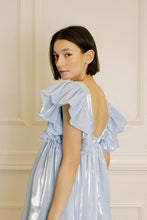 Load image into Gallery viewer, FINAL SALE Sky Blue Monochromatic Shiny Sheen Mini Dress
