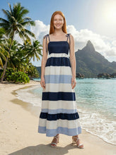Load image into Gallery viewer, NEWEST ARRIVAL *PREORDER 3/26* Navy/Blue Striped Maxi Dress
