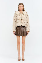 Load image into Gallery viewer, NEWEST ARRIVAL Cream/Brown Polka Dot Front Tie Jacket
