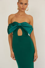 Load image into Gallery viewer, NEWEST ARRIVAL Hunter Green Front Bow Maxi Dress

