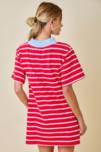 Load image into Gallery viewer, NEWEST ARRIVAL Red/Blue Mock Neck Comfy Shirt Dress
