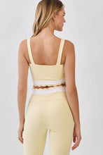 Load image into Gallery viewer, NEWEST ARRIVAL *PREORDER 6/26* Yellow Scallop Trim Crop Athletic Pants Set
