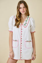 Load image into Gallery viewer, NEWEST ARRIVAL White Floral Embroidered Peter Pan Dress
