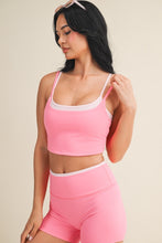 Load image into Gallery viewer, NEWEST ARRIVAL Pink Contrast Binding Athletic Shorts Set
