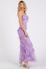 Load image into Gallery viewer, Lavender/Pink Mesh Floral Maxi Dress
