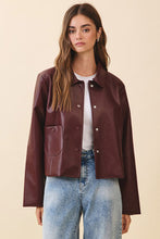 Load image into Gallery viewer, NEWEST ARRIVAL Burgundy Pleather Jacket
