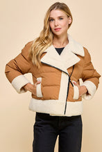 Load image into Gallery viewer, ONLINE ONLY Camel Sherpa Trim Puffer Jacket
