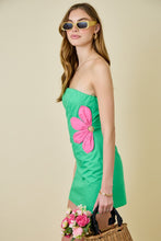 Load image into Gallery viewer, SPRING 2026 Green/Pink Side Flower Mini Dress
