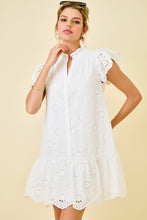 Load image into Gallery viewer, NEWEST ARRIVAL White Eyelet Button Down Dress
