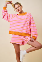Load image into Gallery viewer, NEWEST ARRIVAL Pink/Orange Striped Mock Neck Shorts Set
