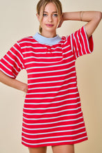 Load image into Gallery viewer, NEWEST ARRIVAL Red/Blue Mock Neck Comfy Shirt Dress
