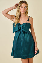 Load image into Gallery viewer, NEWEST ARRIVAL Hunter Green Bow Mini Dress
