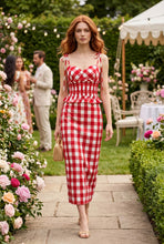 Load image into Gallery viewer, NEWEST ARRIVAL Red Gingham Midi Skirt Set
