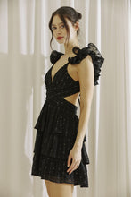 Load image into Gallery viewer, NEWEST ARRIVAL Black Romantic Ruffle Tie Back Mini Dress
