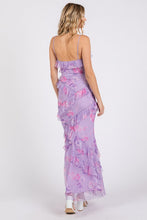 Load image into Gallery viewer, Lavender/Pink Mesh Floral Maxi Dress
