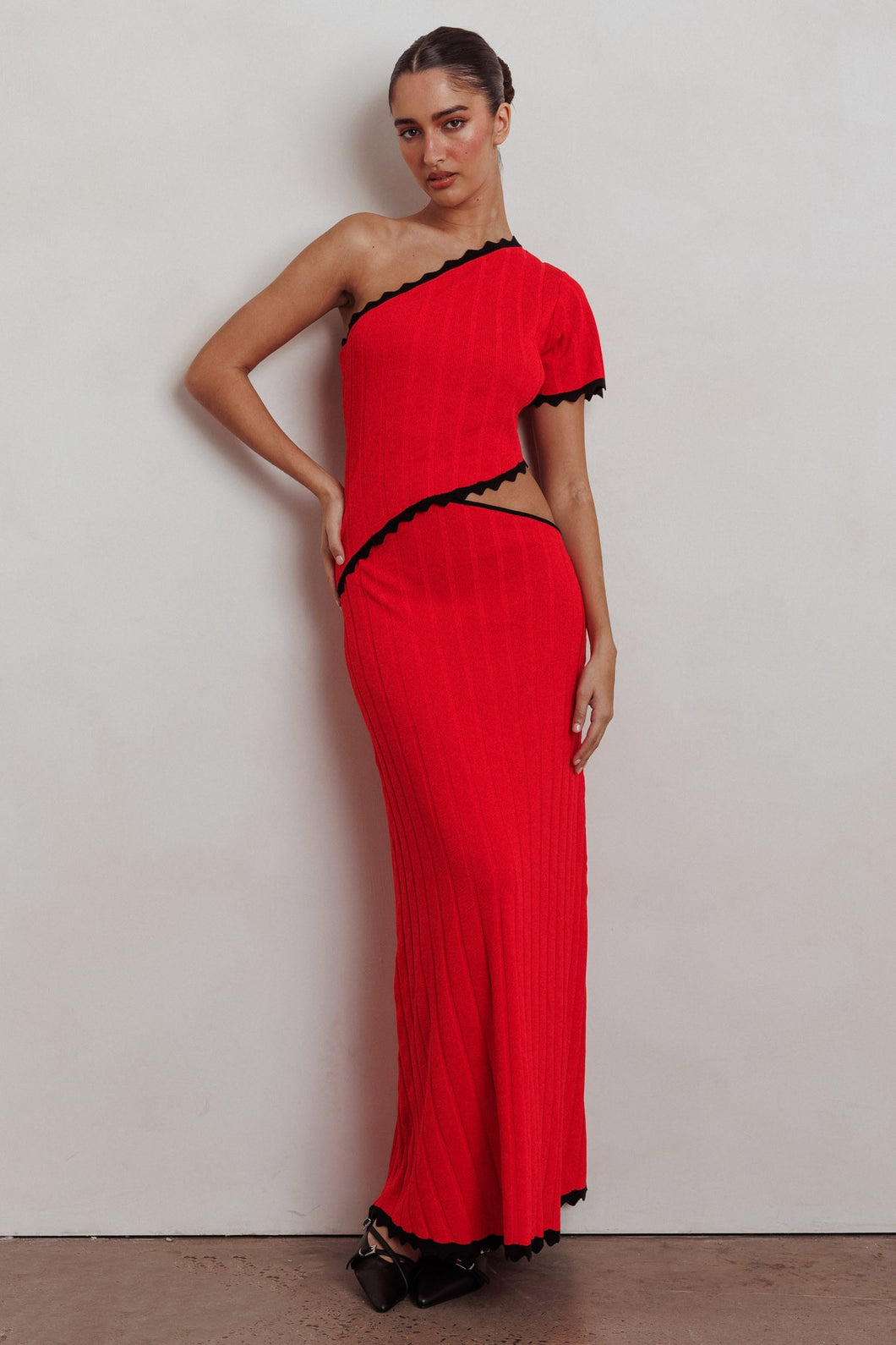 NEWEST ARRIVAL Red/Black Cut Out Maxi Dress