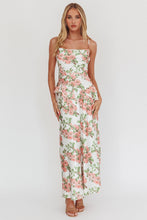 Load image into Gallery viewer, NEWEST ARRIVAL White/Blush Floral Satin Maxi Dress
